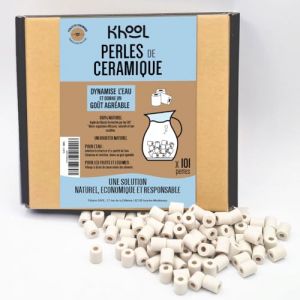 KHOOL | 100+1 Perles de céramique EM naturelles | Filtre eau robinet & carafe filtrante | Améliore le goût de l’eau | Anti calcaire | Pour lave-linge, lave-vaisselle | 10 mm (FILEANE, neuf)