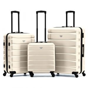 Flight Knight Lot De 3 Moyen Et Grand Valises Rigides Legeres en ABS A 4 Roues Cabine Bagage A Main pour Plus De 60 Compagnies Aeriennes -easyJet, Jet2 Et Taille Max Ryanair (Priority) 55x40x20cm (Prime Brands Group FR, neuf)