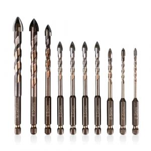 LALAGO Forets de Maçonnerie, 10 Pièces Foret Carrelage, Meche Carrelage, Foret Beton, Meche Beton, Meche Verre, Forets de 3 à 12 mm pour Carreaux de Céramique, Béton, Murs de Briques, Verre (Doré) (Lalago2022, neuf)