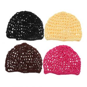 HAPINARY 4 Pi&egrave;ces Bonnet Filet Cheveux Maille Respirante pour Dormir Crochet Tricot&eacute; Couvre-chef Ajustable pour Femmes Confortable et R&eacute;utilisable (Gan Gardner, neuf)