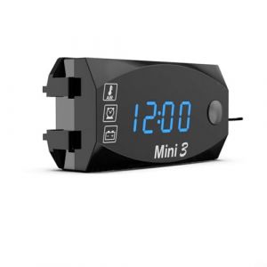 Thermomètre d'extérieur sans fil pour moto, voltmètre horloge avec affichage numérique LED, thermomètre d'extérieur baromètres sans fil pour la maison (bleu) (VerveRadiant, neuf)