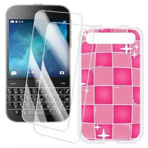 OAGELIM 2 Pack Prot&egrave;ge-&Eacute;cran + Coque Compatible avec Blackberry Classic Q20 (3.5 Pouce) Coque Impression Artistique Personnalis&eacute;e et Film Verre Tremp&eacute; (Monde Rose) (MILEGAO, neuf)