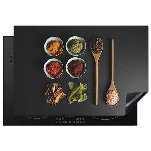 KitchenYeah© Protege Plaque Tapis Pour Induction 77x51 cm Deco Cuisine Protection Vitrocéramique Pour Cuisiniere Louche - Epices - Herbes - Vert - Marron - Rustique (KitchenYeah, neuf)
