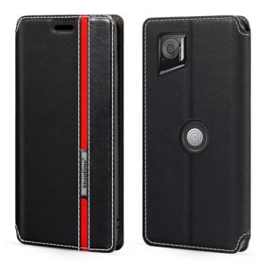 Coque &agrave; Rabat en Cuir PU Bicolore avec Fermeture Magn&eacute;tique Invisible Compatible avec Crosscall Stellar-M6, &Eacute;tui &Eacute;l&eacute;gant et Protecteur (Noir) (Shantime, neuf)