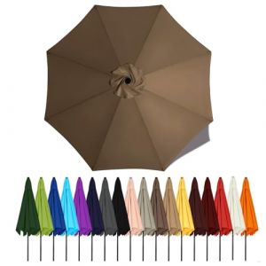 Auvent De Remplacement Pour Parasol De Terrasse 2m 2.3m 2.5m 2.7m 2.8m 3m 3.5m 4m 6/8 Baleines, Toile De Parasol Pour Cour Jardin Plage, Protection UV Housse De Rechange(Light brown,3m - 6Ribs) (Xiaobaodian, neuf)