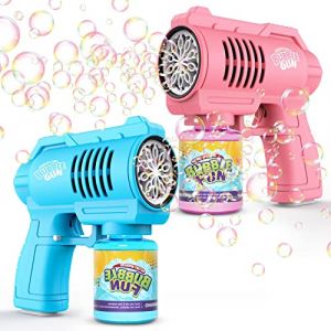 PANAMALAR Panacare 2pcs Pistolets &agrave; Bulles,Machine &agrave; Bulles Savon Enfants 4000+Bulles/Minute Solution Bulles Savon,Machine Bulles Jouet Bulles Cadeau Enfant/Anniversaire/f&ecirc;te HLLFR-AL2026 Bleu/Rose (Panamalar EU Store, neuf)