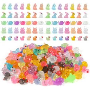 146 pièces Mini Canards en résine,Mini Canard,Dauphin,Grenouille,Lapin,Licorne,Lumineux en résine,Statue Miniature de Canard,Convient pour Aquarium de Bricolage,Jardin，Maison de Poissons paysagère (qiaoyishang, neuf)