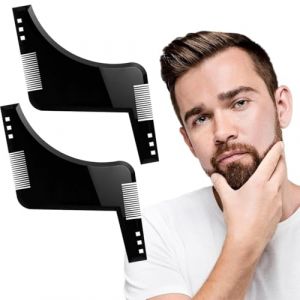 ZUWIJEQ Peigne barbe homme, 2 pi&egrave;ces Beard Shaping Template Tool & Comb, Peigne Sculptant Barbe Taillee Et Entretenue, Barber Tools Pochoir &agrave; Barbe,Accessoire de Guide de Rasage pour Contour Barbe (LiJIAHUa, neuf)