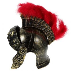 Beavorty Casque de Soldat Romain en Plastique Rouge Plume, Couvre-chef de Guerrier Antique Taille Unique pour Costume M&eacute;di&eacute;val et Cosplay Homme Adulte, Accessoire D&eacute;guisement Militaire (T Innovation&middot;HX, neuf)