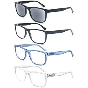 MODFANS 4 Paire de Lunettes de Lecture 2.5 Homme Femme,Lunettes Loupe Monture Legere Branches a Ressort,Lunettes de Vue Couleur Melangee (MODFANS-US EYEWEAR, neuf)