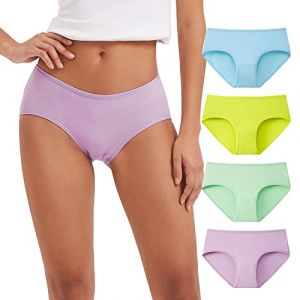 INNERSY Culotte Coton Femme Taille Moyenne Slip Stretch Culottes Confortable Colorée Lot de 4 (L, Multicolore Vibrant) (Innersy La vie, neuf)