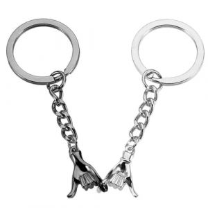 EJRUP 1 Paire de Porte-cl&eacute;s Couple Mains Entrelac&eacute;es Cr&eacute;atif Noir Argent Combinaison Pendeloque Personnalis&eacute;e Couple Cadeau,Couple,Porte Clef Couple,Idee Cadeau Couple (Anilalowbility, neuf)