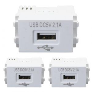 Lot de 3 modules d'alimentation USB 220 V vers 5 V - Adaptateur de charge 2,1 A - Bloc d'alimentation encastr&eacute; - Adaptateur de commutation pour smartphone, tablette et autres appareils (YUANPU-UK, neuf)