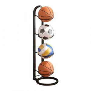 Rurunklee Porte Ballon Basket, Organiseur de Basket-Ball 4 Piles Support de Rangement, Support De Rangement pour Ballon (zhrnfm, neuf)