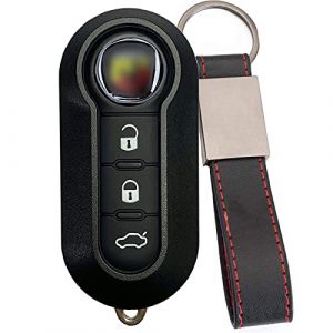 Cl&eacute; de rechange pour t&eacute;l&eacute;commande compatible pour Fiat Grande Punto Evo Panda Bravo 500 L abarth Coque avec lame &agrave; 3 touches + logo + porte-cl&eacute;s inclus (cl&eacute; abarth touches blanches) (jessica_store, neuf)