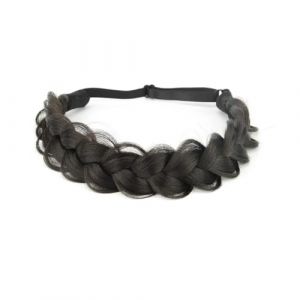 Serre-t&ecirc;te r&eacute;glable tress&eacute; extensible en cheveux synth&eacute;tiques dor&eacute;/marron/noir - Taille S 3 (WANGJZNB, neuf)