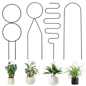 4 Pièces Tuteur Plante Grimpante Intérieur, Support Plante Grimpante Tuteur Plante, Tuteur pour Plantes Grimpantes en Métal pour Le Jardin en Pots, Rosiers Lierres, Concombres,CléMatites,Hoya,Fleurs (xinshuoxin, neuf)