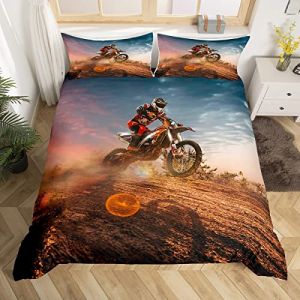 Homemissing Moto Cross Parure de Lit 140x200cm Extr&ecirc;me Sports Housse de CouettMangerive Cool Courses Motocross Rider Sets de Housse de Couette Moto 2 pi&egrave;ces Parure Housse de Couette (Bofanshangmao, neuf)
