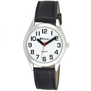 Ravel - Montre Femme à Bracelet d'aide à la Vue avec de Gros Chiffres - Cadran Blanc/Ton Argenté/Noir (Montres Ravel, neuf)