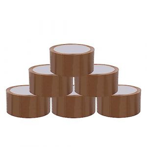 BIGtec - Lot de 6 rouleaux de ruban adhésif pour colis cartons Dimensions standard 66 m x 48 mm Pour paquet et carton - Marron (lets-sell!!, neuf)