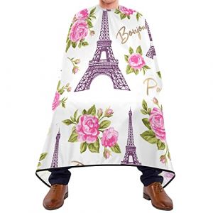Cape De Coiffure Tour Eiffel Fleur Rose Cape De Salon De Coiffure R&eacute;glable Perm&eacute;able &Agrave; L'Air Coupe Cheveux, Pour Femme, Le Dyeing, Adultes, 140x168cm (ZouYeShop, neuf)