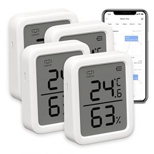 SwitchBot Thermomètre Connecté, Thermomètre Intérieur Connecté Avec Puce Suisse, Capteur de Température Connecté Contrôlé Par l’App, Thermomètre Connecté Bluetooth, SwitchBot Hub Requis Pour WiFi (SwitchBot, neuf)