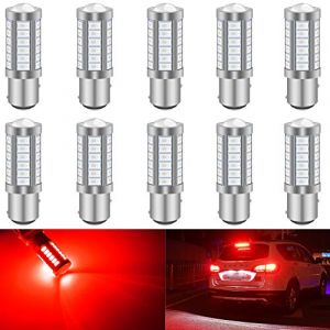 KATUR 10pcs 1157 BAY15D 5630 33-SMD Rouge 900 Lumens Super Bright LED Tourner Frein Arrière Signal Signal Lampe Ampoule 12V 3.6W (KAtur, neuf)