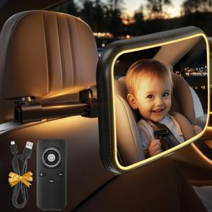 Retroviseur Voiture Bebe Miroir Voiture Bébé avec Lumière Led Rechargeable, 360° Rotation Réglables Rétroviseur Voiture Bébé 100% Incassable Miroir Bebe Voiture, Miroir De Voiture De Bébé LED (A) (Trans Cargo Success, neuf)