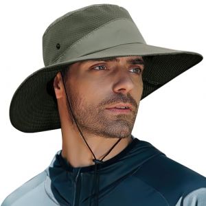FairyPeach Chapeau Homme Anti UV, Femme Large Bord Casquette Pliable Étanche, Bob Homme, Chapeau Soleil Randonnée Mesh Respirant, Safari Casquette, pour Pêche,Jardinage,Safari,Brouss (XIANT, neuf)