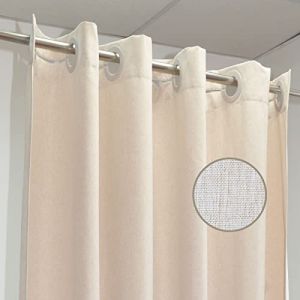 YISURE Rideau de Douche sans Crochet en Lin Lourd comme 240cm, crème Rideau de Bain Rond Tissu Textile imperméable hôtel de Luxe, Extra Long Largeur 240 x Hauteur 200cm (JasmineHome, neuf)