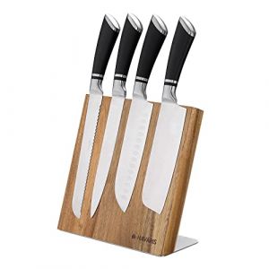 Navaris Bloc &agrave; Couteaux magn&eacute;tique - Bloc aimant&eacute; 23 x 22,5 cm en Bois d'acacia - Range Couteau de Cuisine Vide - Support Vertical avec Aimant (SX-Commerce, neuf)