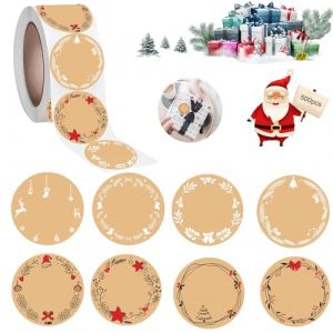 500 Pcs Etiquette Autocollantes Noel,Autocollants D'étiquettes en Papier Kraft, 4 cm Rond Autocollants de Noël,Autocollants Papier Kraft Noël,Autocollant papier kraft,pour Fête Noël Carte Enveloppe (yun zheng cun, neuf)