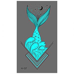 Tatouages temporaires pour enfants, queue de sir&egrave;ne, sorcellerie, autocollants lumineux pour f&ecirc;te d'anniversaire, cadeau, s&eacute;curit&eacute; des enfants (yourMuse, neuf)