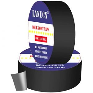 LANUCN Ruban de solin en bois pour terrasse, ruban de terrasse pour une utilisation en ext&eacute;rieur &eacute;tanche, bande etancheite terrasse (5 cm x 15 m x 2 rouleaux) (LANUCN Co.,Ltd., neuf)