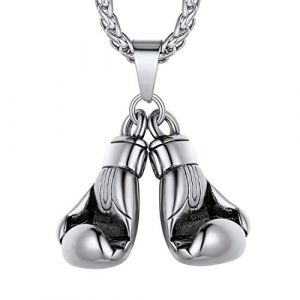 Richsteel Collier Gant de Boxe Homme en Acier Inoxydable 316L,Pendentif pour Amateurs de Boxe de Sport avec Chaîne Ajustable 55+5cm, Punk Rock Bijoux Fans de Sports Hommes et Garçons (Richsteel Jewellery, neuf)