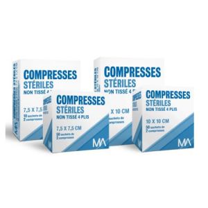 MEDIKA69- lot 600 Compresses St&eacute;riles Tiss&eacute;es ou gaze 5X5 7.5 X 7.5 10 x 10 cm &ndash; Les compresses st&eacute;riles tiss&eacute;es Medika69 sont con&ccedil;ues pour le nettoyage lot 600 (10 X 10 NON TISSE, 1200, unit&eacute;) (medika69, neuf)