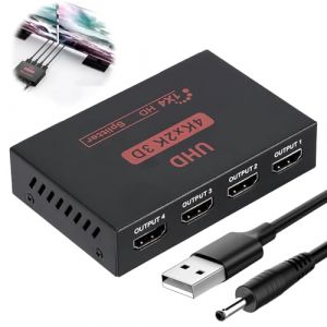 Splitter HDMI 1 Entr&eacute;e 4 Out, R&eacute;partiteur HDMI 1 in 4 Out Moniteurs Sorties, Switch Multi Adaptateur Soutien 4K 30Hz, 1080P UHD, Compatible avec Xbox PC PS4 PS5 TV Projecteur, 3D HDTV Full HD (YangZhengYa, neuf)