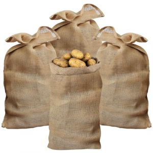 Mkitnvy 4 Pi&egrave;ces Jute Potato Bags, Large Jute Bags - 100 X 60 cm, Borsa di Juta Naturale, Premium Hessian, site Rubble Sack, Plant, Naturel, Applicable &Agrave; Frost Protection, Garden, Storing, Gardening (Starlin Store, neuf)