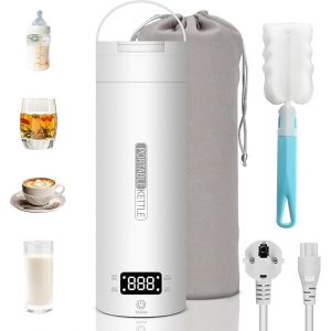 Mini Bouilloire Electrique 4 Temperature Reglable 400ML Petite Bouilloire de Voyage 300W Bouilloires &Eacute;lectriques Portable &Eacute;bullition Rapide de 3 Minutes Doublure Double En Acier Inoxydable 316 (STWJFGWTUI, neuf)