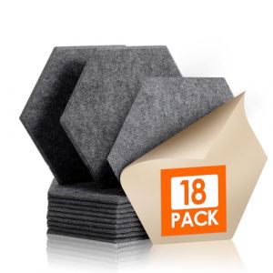 Rdutuok 18 Panneau Acoustique Mural Autocollante,30 x 26 x 1cm Panneaux Acoustiques Hexagonal Auto-Adh&eacute;sif Pour Studio d'enregistrement,Bureau,Studio et D&eacute;coration,Gris Fonc&eacute; (DateGlobal, neuf)