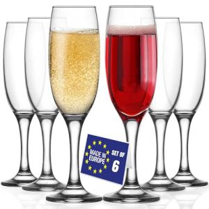 NORDIC SCHILLER Flute Champagne, Verres &agrave; Champagne, 220ml, Lot de 6 100% SANS PLOMB Coupe de Champagne Fl&ucirc;tes en Verre, Verres &agrave; Fl&ucirc;te, Lave-vaisselle Coupes &agrave; Champagne en Verre, Verres &agrave; Vin (HAFENX, neuf)