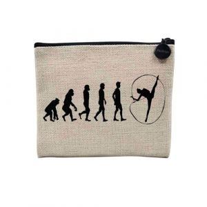 Pochette en Lin - Evolution Gymnastique Sport Athl&egrave;te Gymnaste - Trousse Maquillage en Toile Aspect Lin - Porte Monnaie - 15 x10 cm (FabulousBOUTIK, neuf)
