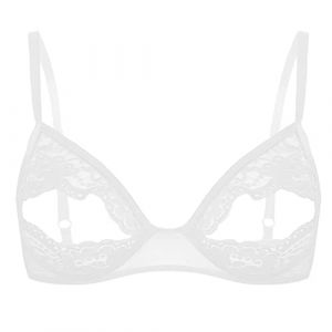 Alvivi Femme Soutien-Gorge Armature en Dentelle/Cuir Transparent Lingerie Redresse-Sein Brassière Sexy Sein Nu Bra Push Up sous Vêtement Erotique Club Nuisette S-5XL Blanc A 5XL (Acfunny-eu, neuf)