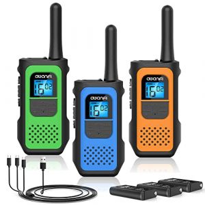 AWANFI Talkie Walkie Longue Port&eacute;e Enfants Adultes 3 Pi&egrave;ces, Talkie-Walkie Rechargeable avec 16 Canaux Radio &agrave; 2 Voies &Eacute;cran LCD, Walkie Talkie USB Type C avec VOX pour Jeu d'Aventure, Randonne&eacute;, V&eacute;lo (AWANFI Direct, neuf)