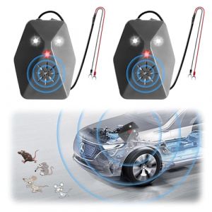 ESTVIIG Répulsif Anti Fouines Ultrason,2pièces Répulsif Anti Fouines Mobile Repeller Anti-Martres,ultrasonique 14-60kHz,2 Modes de Dissuasion des Martres avec Lumière Flash,pour Voiture,Garage,Grenier (east village, neuf)