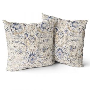 Snylcce boh&egrave;me Fleur Coussin Housse 26x26 Pouces Set de 2 pi&egrave;ces boh&egrave;me Vintage Fleur Housse de Coussin Velours Double Face Impression d&eacute;corative taie (Ivoire) (Sunycler, neuf)