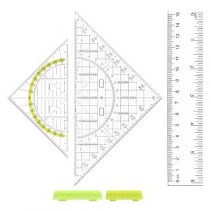 APOMOONS 2PCS &Eacute;querre Avec Poign&eacute;E, 1PCS R&egrave;gle 15 Cm Kit G&eacute;Om&eacute;Trie Scolaire en Plastique Durable Ensemble R&egrave;Gle et &eacute;querre Ergonomique pour &eacute;l&egrave;e, Enfant, Dessin Technique et Mat&eacute;riel Scolaire (xinzemei, neuf)