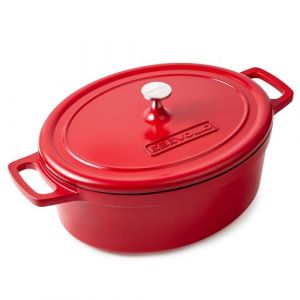 ESEVOLO Cocotte Fonte Induction 31cm 6,3L Ovale Faitout en Fonte d&rsquo;Aluminium avec Rev&ecirc;tement C&eacute;ramique Antiadh&eacute;sif, Marmite avec Couvercle, Id&eacute;ale pour les Grandes Familles, Four et Gaz, Rouge (ACTIV' CUISINE, neuf)