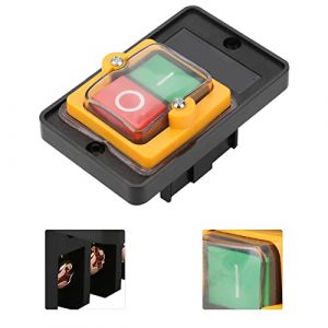 Interrupteur à Bouton-poussoir Marche/arrêt étanche AC220V/380V 10A Auto-verrouillage Interrupteur de Perceuse de Banc de Machine de Réinitialisation Automatique pour Perceuse à Colonne, Scies à Table (Luwenyo, neuf)