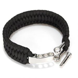 SagaSave Bracelet de survie en paracorde en plein air, bracelet d'urgence en corde de parachute avec boucle réglable pour les voyages, le camping et la randonnée, 20 centimeters, Acier inoxydable (Lead First, neuf)
